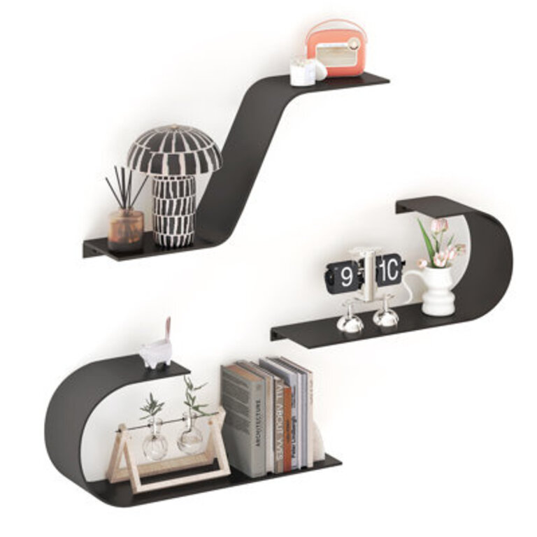 Metal Floating Shelf for Book Wall Mounted Shelves for Accents Display Corner Decorative Shelf Unique 3 Pieces Design