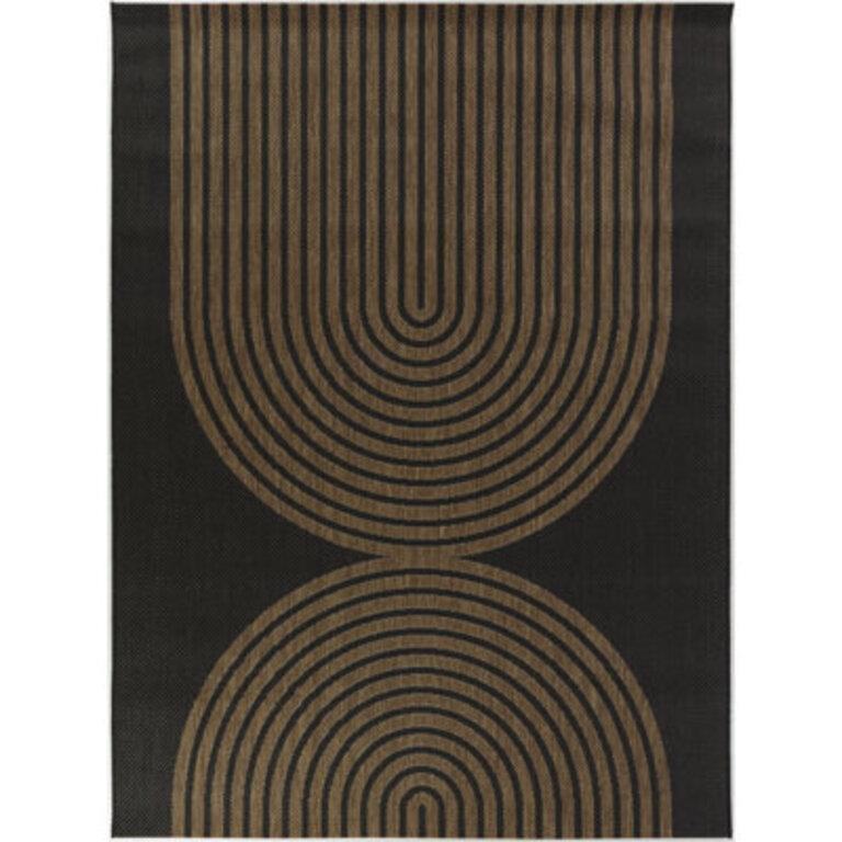 Sophia Geometric Flatweave BlackBrown Area Rug