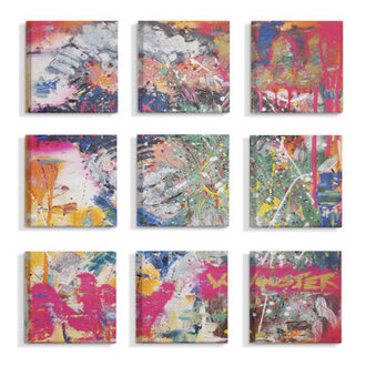 Colorful Paint Splatter Art Graffiti 9 Piece Graphic Art Print Set on Canvas