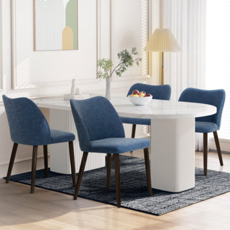 Upholstered Solid Wood Small Dining Chairs - Ergonomic Curve  Plush Padding for Multiple Spaces