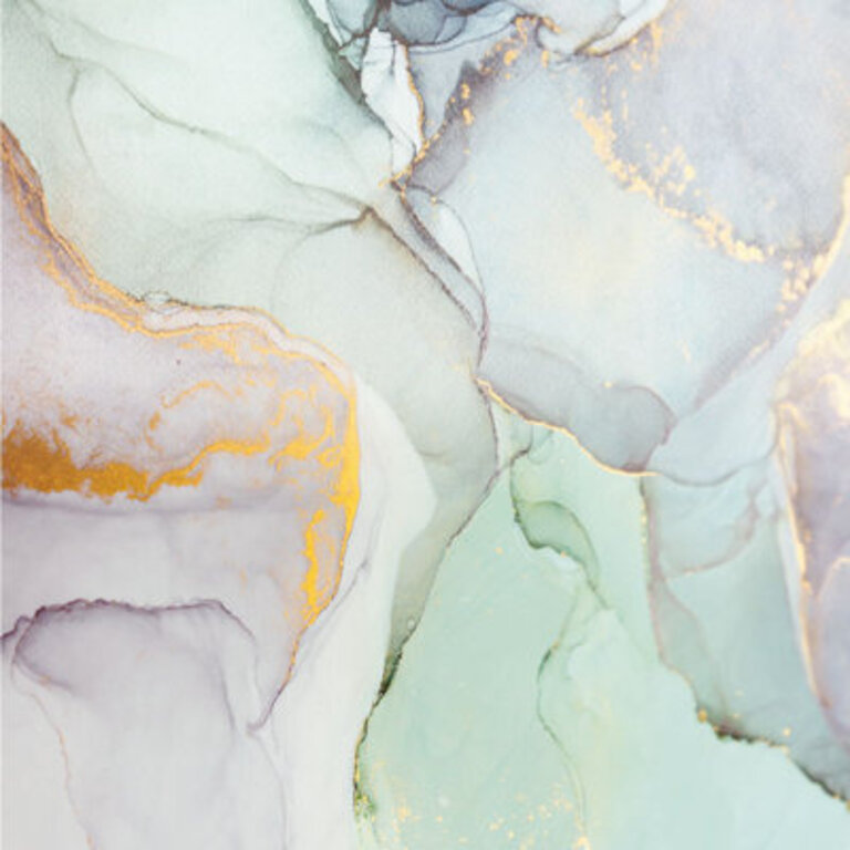 Painted Blue Green Marbling - Wrapped Canvas Print