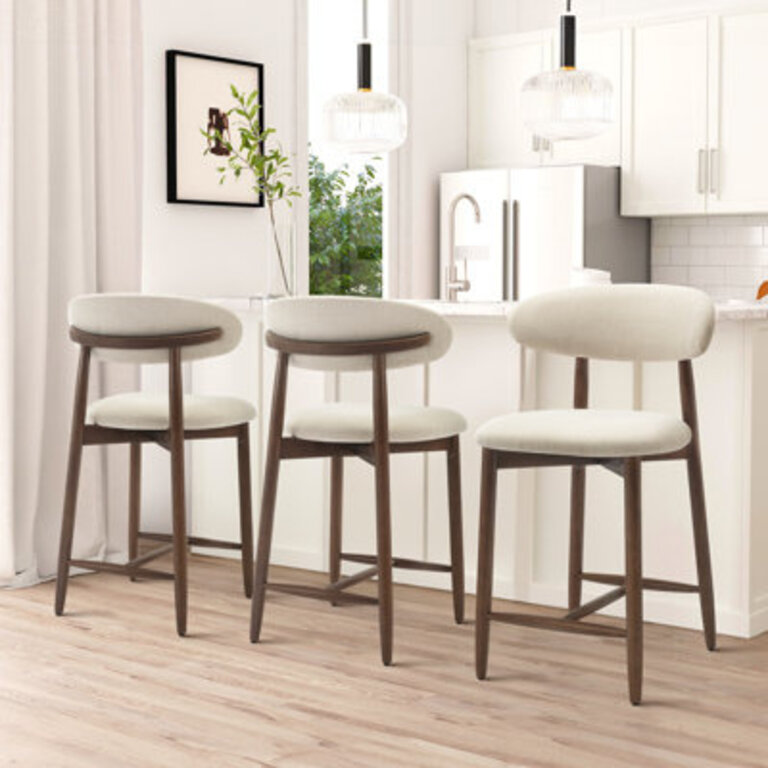 Upholstered 25 Counter Stool with Solid Wood Frame