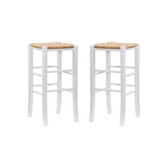 Halvorson Solid Beechwood Counter and Bar Stool With Rattan Seat