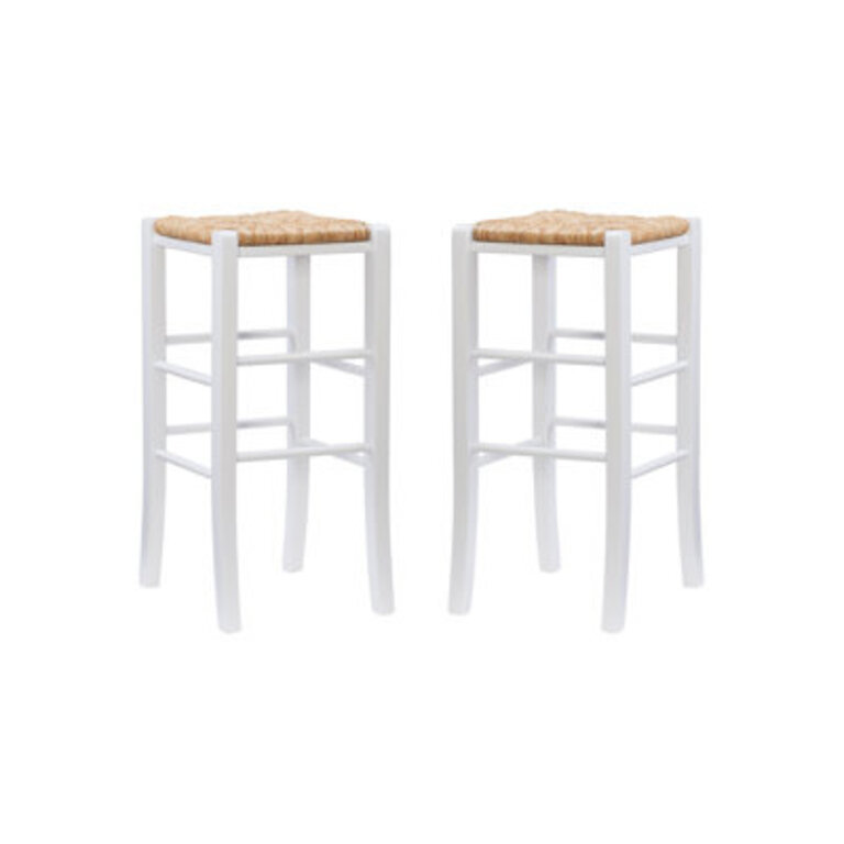 Halvorson Solid Beechwood Counter and Bar Stool With Rattan Seat