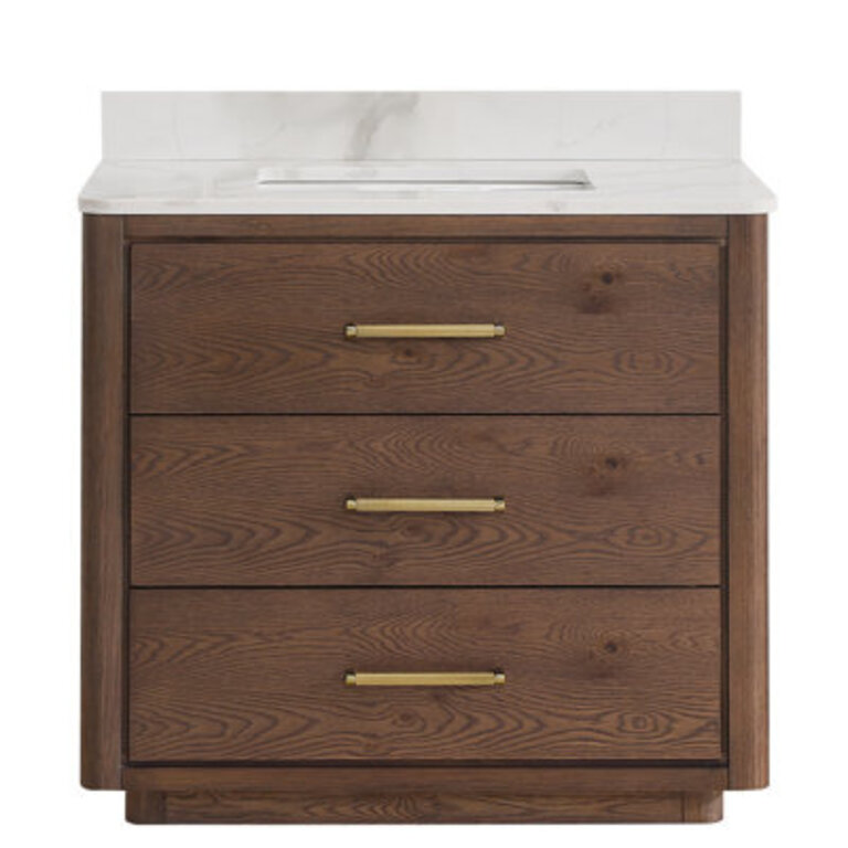 Porto 36 Free Standing Single Bathroom Vanity with Calacatta Quartz Top