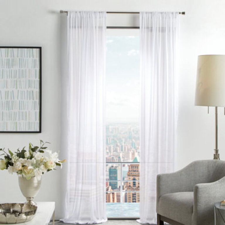 Glacier Solid Sheer Rod Pocket Curtain Panels