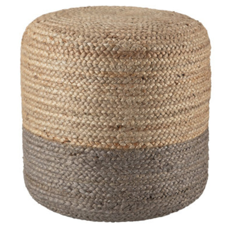 Fabian 18 Wide Round 100 Braided Jute Ombre Pouf OttomanFoot Stool by Jaipur Living