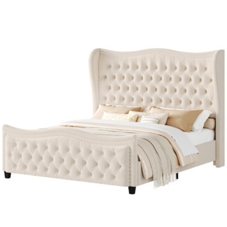 Metter Upholstered Wingback Bed