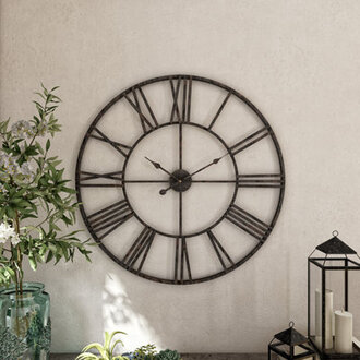 Solange Round Metal Farmhouse Wall Clock