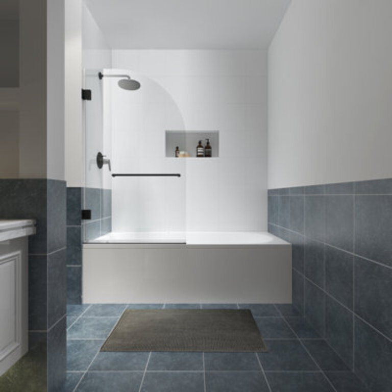 Julien 34 W x 58 H Hinged Frameless Tub Door with Heat Soaking Process