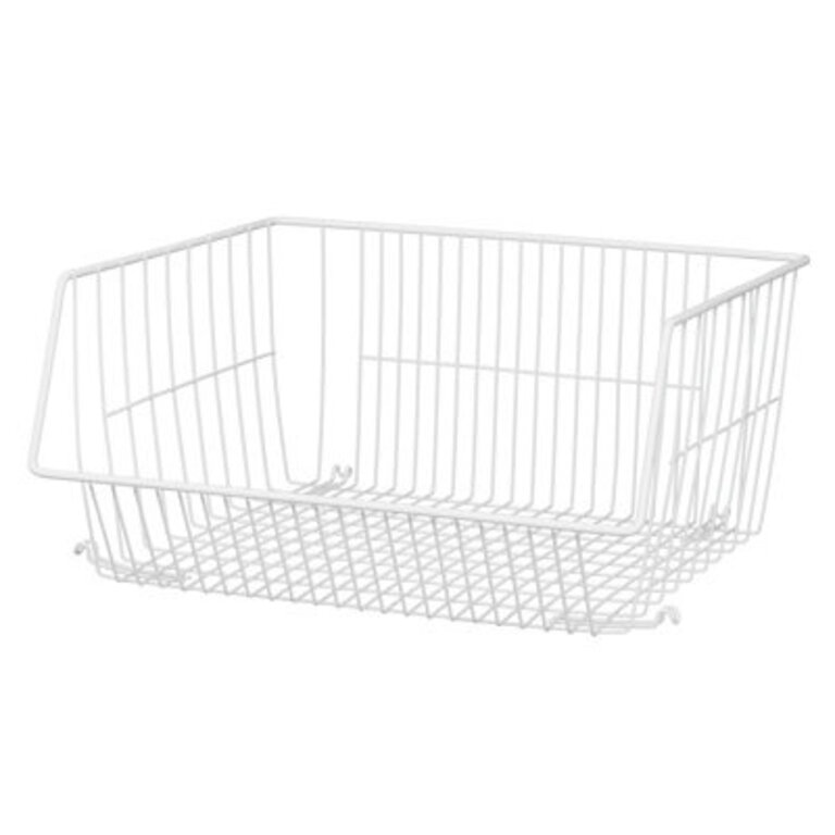White Steel Stack or Mount Wire Storage Basket