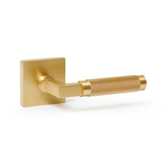 Ibiza Solid Brass Gold Satin Door Lever with Knurled Handle