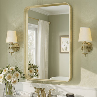 Aevar Tempered Glass and Aluminum Alloy Framed French Cleat Mounted Wall Mirror