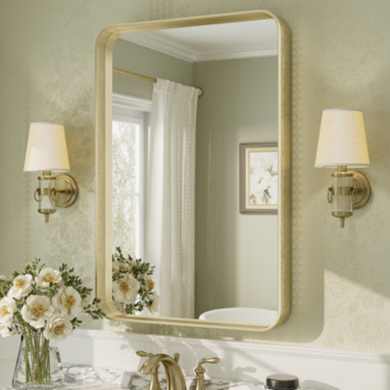 Aevar Tempered Glass and Aluminum Alloy Framed French Cleat Mounted Wall Mirror