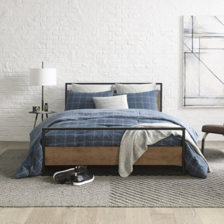 Kenneth Cole Holden Grid Cotton Blue Duvet Cover Set
