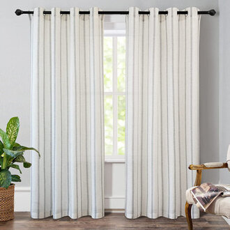 Jeanenia  Farmhouse Vertical Striped Linen Blend Textured Light Filtering Semi Sheer Curtains for Living Room Bedroom