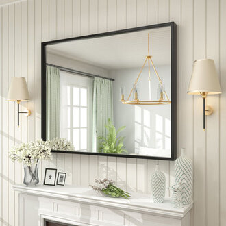 Amara Tempered Glass and Aluminum Alloy Framed French Cleat Mounted Wall Mirror