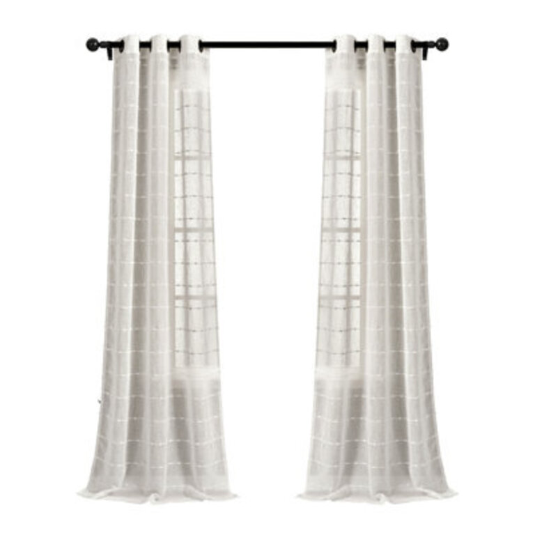 Set of 2 Enid Textured Sheer Curtain Panels