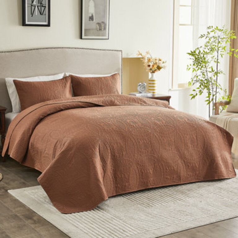 Microfiber Quilt Bedding Set 3 Piece Soft Lightweight Coverlet For All Season