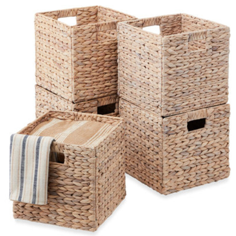 Hyacinth Storage Baskets 5 Multipurpose Collapsible Organizers w Inserts