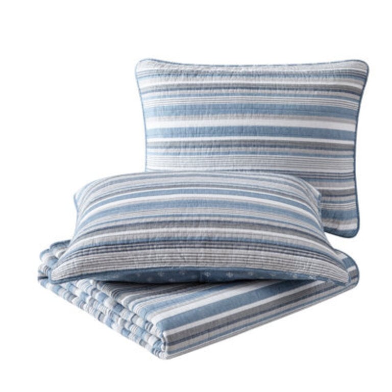 Nautica Jettison Cotton Reversible Blue Quilt Set