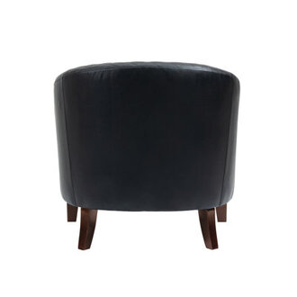 Edvardas Upholstered 2911 Wide Faux Leather Tufted Barrel Club Chair with Nailhead Trim