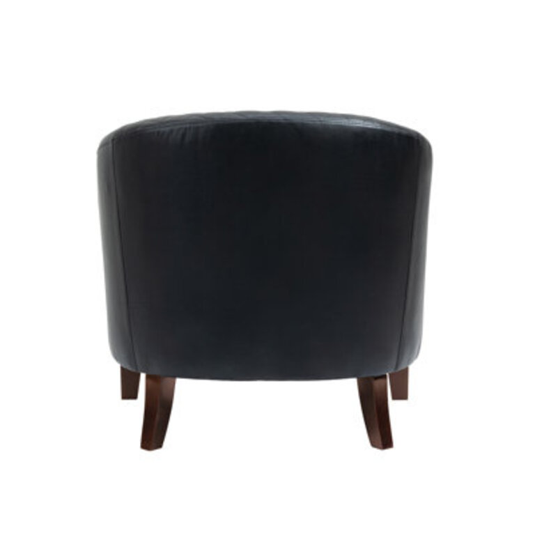 Edvardas Upholstered 2911 Wide Faux Leather Tufted Barrel Club Chair with Nailhead Trim