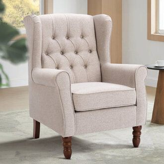 Button-Tufted Small Wingback Accent Chair