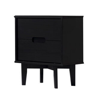 Solid Wood Groove 2-Drawer Nightstand