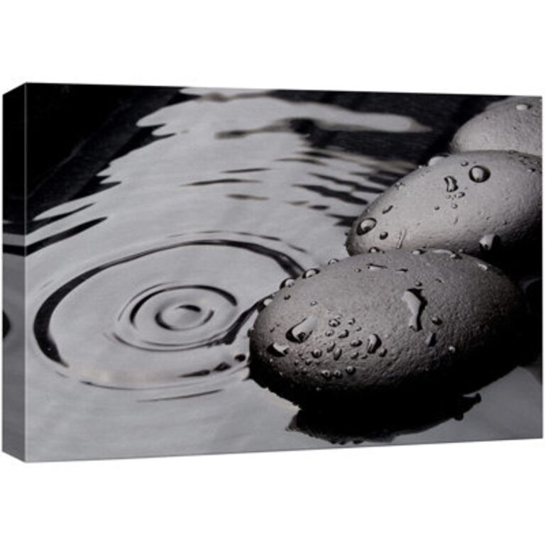 Zen Stones Serene Spa Rock Ripples In The Water Calm Photograph Canvas Print Bathroom Wall Decor
