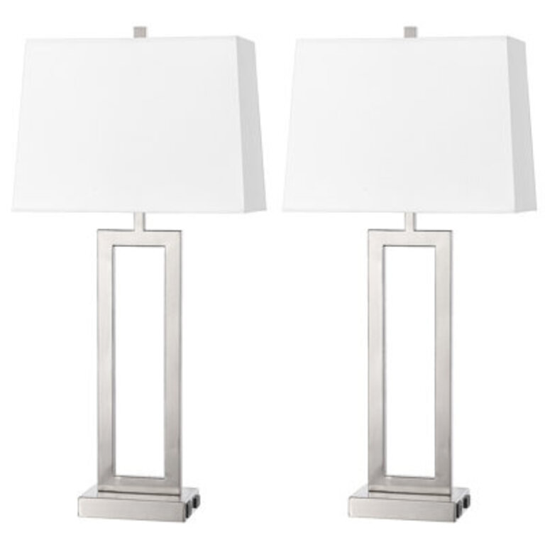 Samarah 285 Metal Table Lamp Set with USB Type-C Ports and Built-in Outlet