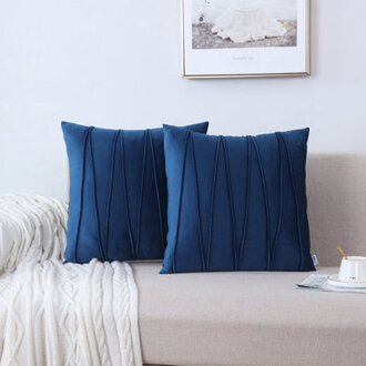 Pleated Square Polyester Velvet Pillow Cover