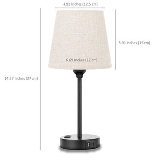 15 Minimal Table Lamp Set with Touch Control AC Outlet and USB AC Ports
