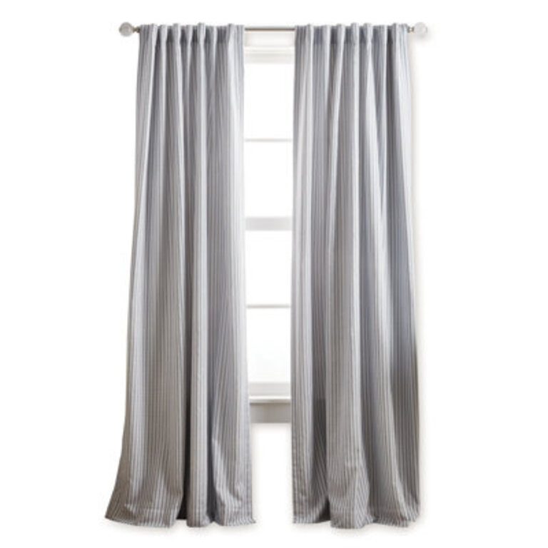 Ticking Cotton Blend Striped Blackout Rod Pocket Curtain Panels