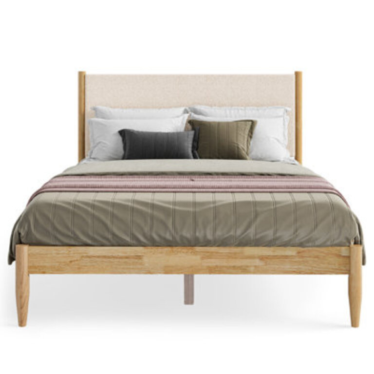 Beiler Solid Wood Upholstered Headboard Bed Frame