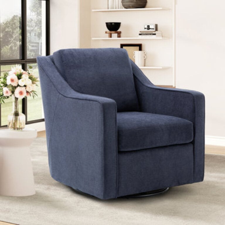 Charitini Big  Tall Removable Wide Swivel Accent Chair Full Back Upholstered Fabric Lounge Chair 360 Rotation Modern Living Room Accent Chair