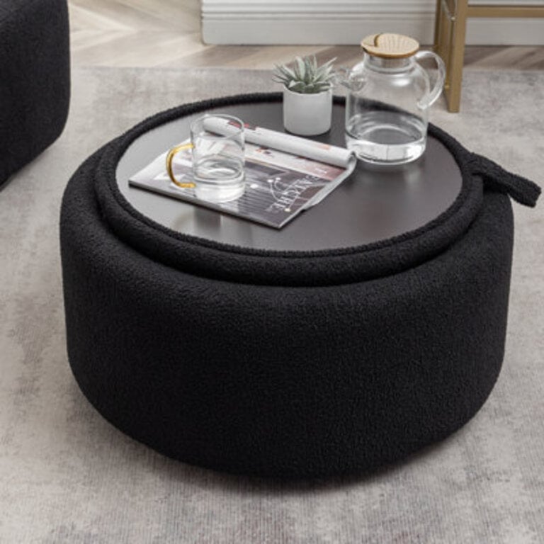 Savinien Upholstered Round Storage Ottoman
