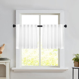 Browerville Linen Blended Tailored Semi-Sheer Short Cafe Curtain