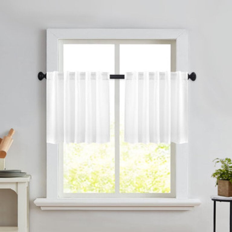 Browerville Linen Blended Tailored Semi-Sheer Short Cafe Curtain