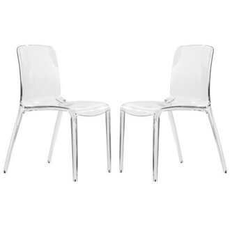 Lade Modern Lucite Dining Chairs  Fully Assembled Stackable Transparent Acrylic Chairs for Kitchen or Dining Room