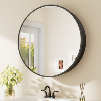 Gervon Round Wall Mounted Medicine Cabinet with Shelves