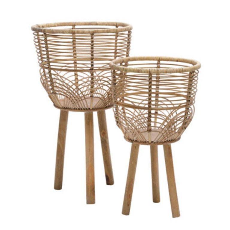 Set of 2 Wicker Planters - 12 x 12 x 22