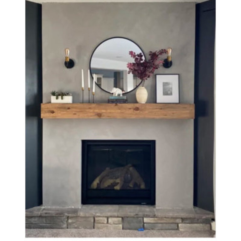 Midwood Hand Carved Rustic XL Fireplace Mantel Shelf