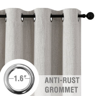 Chenille Linen Blackout Curtain 2 Panels Thermal Insulated Textured Soft Linen Look Curtains Anti-Rust Grommet Window Drapes