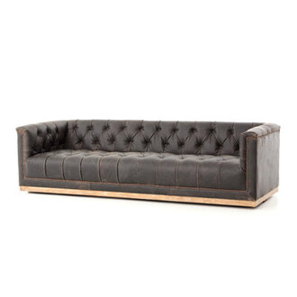 Ybarra 95 Genuine Leather Tuxedo Arm Sofa