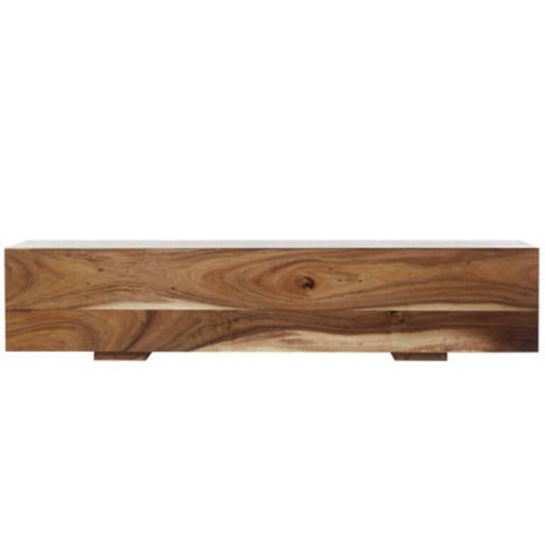 Wood Block Rectangular Bench with Elevated Base