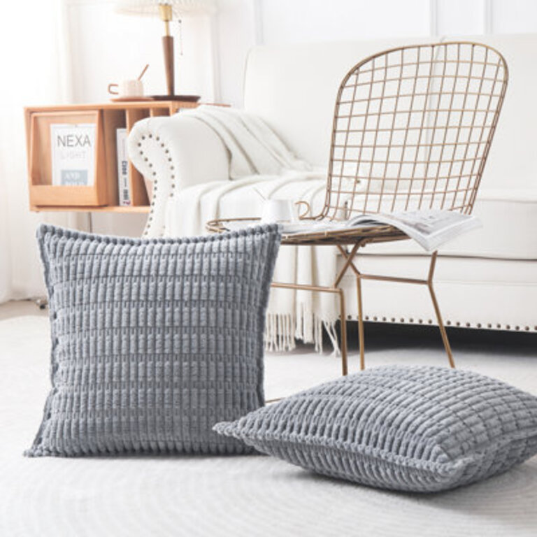 Boucle Ottoman Decorative Pillow Covers Farmhouse Boho Corduroy Cushion Cover