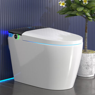 BCANHOME Smart Toilet with Tankless Bidet Wash Auto Open Lid 128 Gallons Auto Dual Flush Heat Seat Warm WashDryer Soft Closing Remote Control