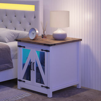 Niajah Solid Wood Top End Table and Built-In Outlets