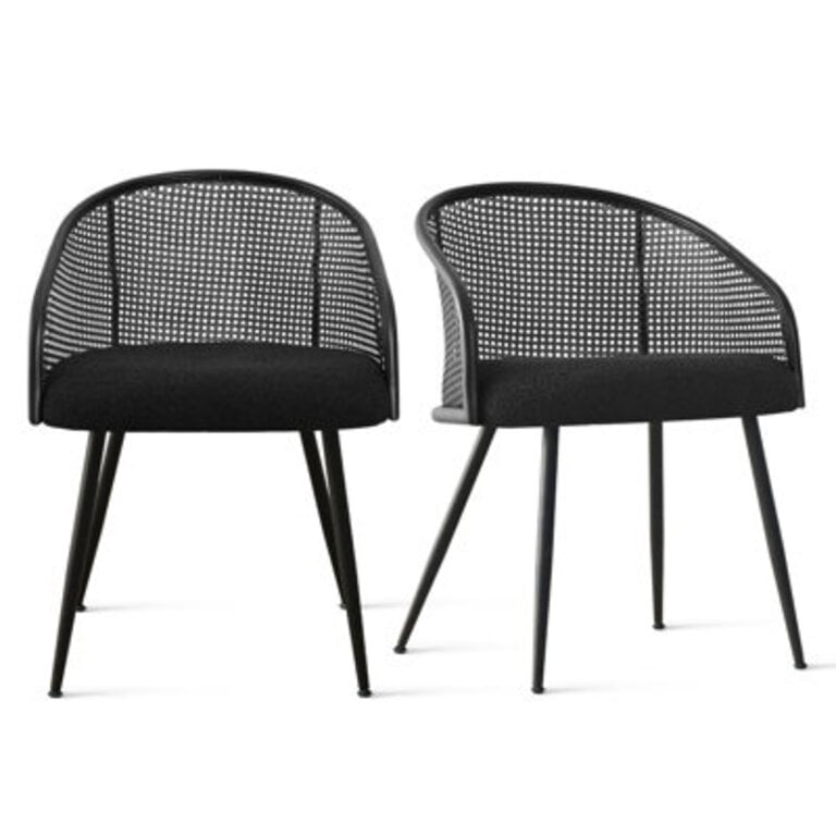 19 Seat Height Rattan Boucle Kitchen Dining Armchair
